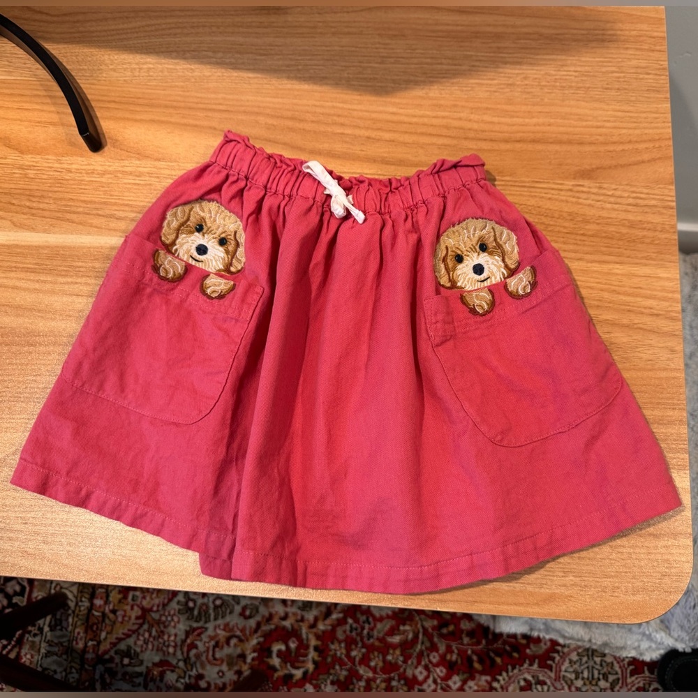 Used Mini Boden puppy embroidered skirt and 2 shirts
